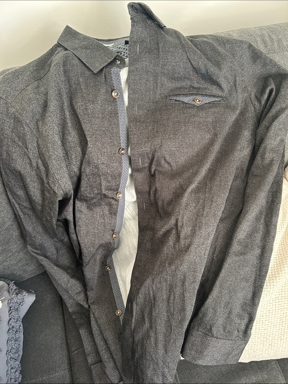 Ted Baker Men's Dark Gray Button-Up Shirt